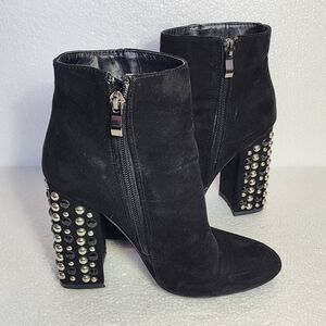 Forever 21 Studded Block Heel Black Ankle Booties - Women's Zip Front
